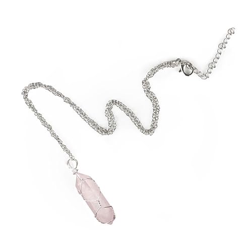 Xuancai Sechseckige Kristall-Halskette mit Spirituellen Steinen, Doppelspitze, Wickeldraht, Steinschmuck, für Damen und Mädchen, Einheitsgröße, Wie beschrieben von Xuancai