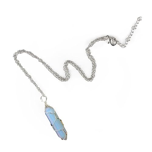 Xuancai Sechseckige Kristall-Halskette mit Spirituellen Steinen, Doppelspitze, Wickeldraht, Steinschmuck, für Damen und Mädchen, Einheitsgröße, Wie beschrieben von Xuancai