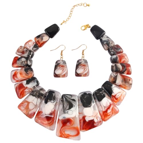 Xuancai Übertriebenes Schmuck-Set mit Harz-Schlüsselbein-Halskette und Tropfenohrringen, stilvolle Halskette, Ohrringe für Damen, Statement-Halskette, Ohrringe, Einheitsgröße, Wie beschrieben, Wie Xuancai Übertriebenes Schmuck-Set mit Harz-Schlüsselbein-Halskette und Tropfenohrringen, stilvolle Halskette, Ohrringe für Damen, Statement-Halskette, Ohrringe, Einheitsgröße, Wie beschrieben, Wie von Xuancai