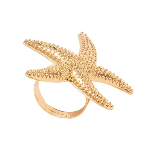 Xuancai Verstellbare offene Ringe mit Perlen und zarten Blumen/Seestern/Federn, Persönlichkeits-Schmuck für den täglichen Gebrauch, Legierung Perlen, Einheitsgröße, Wie beschrieben, Wie beschrieben von Xuancai