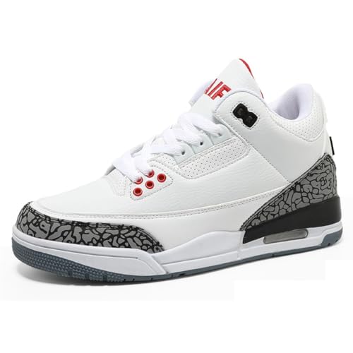 Sneaker Herren Damen Retro Skateboardschuhe Laufschuhe Turnschuhe mit Luftpolster Walkingschuhe Studenten Anti-Rutsch leichter Jungen Mädchen Basketballschuhe modisch Sportschuhe (Weiß Grau 1,41) von Xuanke