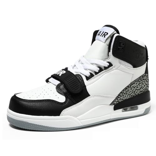Sneaker Herren Damen Retro Skateboardschuhe Laufschuhe Turnschuhe mit Luftpolster Walkingschuhe Studenten Anti-Rutsch leichter Jungen Mädchen Basketballschuhe modisch Sportschuhe (Weiß Schwarz 4,42) von Xuanke