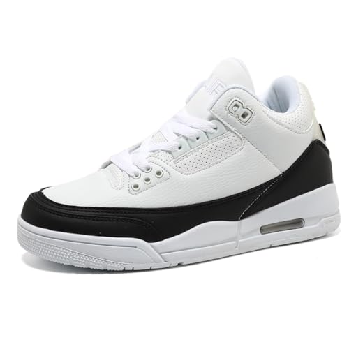 Sneaker Herren Damen Retro Skateboardschuhe Laufschuhe Turnschuhe mit Luftpolster Walkingschuhe Studenten Anti-Rutsch leichter Jungen Mädchen Basketballschuhe modisch Sportschuhe (Weiß Schwarz 1,43) von Xuanke