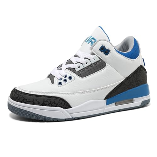 Sneaker Herren Damen Retro Skateboardschuhe Laufschuhe Turnschuhe mit Luftpolster Walkingschuhe Studenten Anti-Rutsch leichter Jungen Mädchen Basketballschuhe modisch Sportschuhe (Weiß blau 1,43) von Xuanke