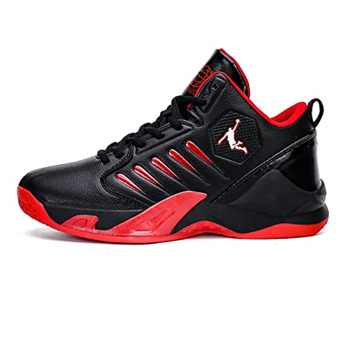 Xuanke Basketballschuhe Herren Damen Mode Sportschuhe Walkingschuhe Leicht Sneaker rutschfest Verschleißfest (43,Schwarz Rot) von Xuanke