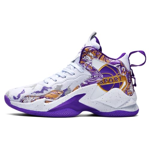 Xuanke Basketballschuhe Herren Damen Mode Sportschuhe Walkingschuhe Leicht Sneaker rutschfest Verschleißfest36-45EU (42,Violett) von Xuanke