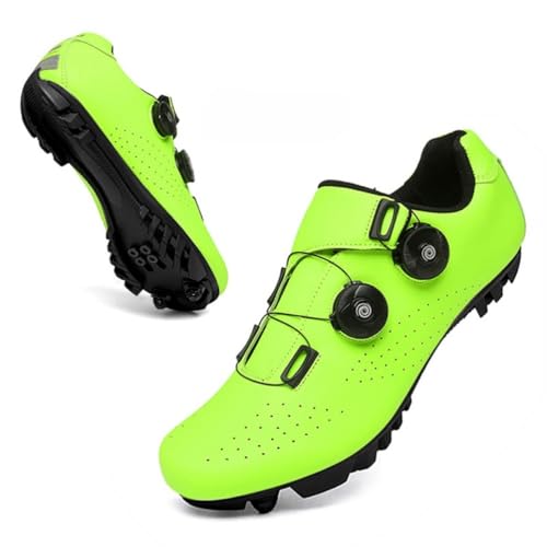 Xuanke Fahrradschuhe Herren Damen Roadbike SPD SPD-SL Drehknopf Radsportschuhe Kompatibel Mit Look MTB Delta Lock Pedal Mountainbike Schuhe (Grün-MTB,47) von Xuanke