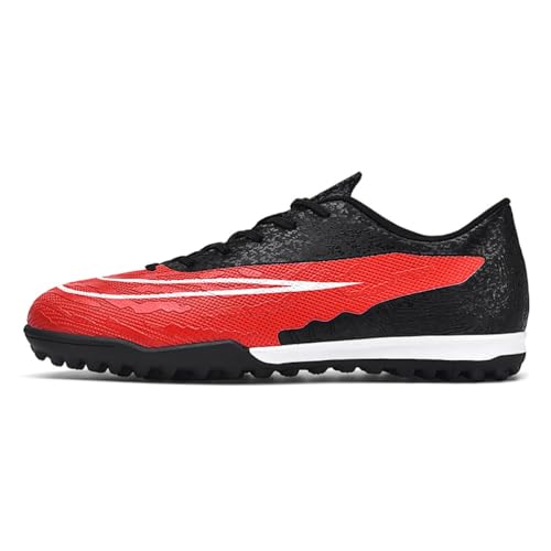 Xuanke Fußballschuhe Herren Kunstrasen Fussballschuhe Professionelle Kinder Athletics Low Top Spike Indoor Outdoor Microfaser Cleats AG TF (Rot TF,38) von Xuanke