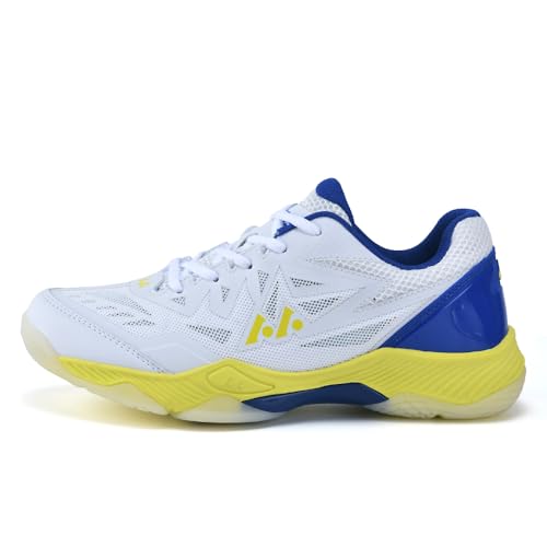 Xuanke Handballschuhe Herren Atmungsaktiv rutschfest Turnschuhe Damen Squashschuhe Leichte Wettkampf Trainingsschuhe (Weiß,44) von Xuanke