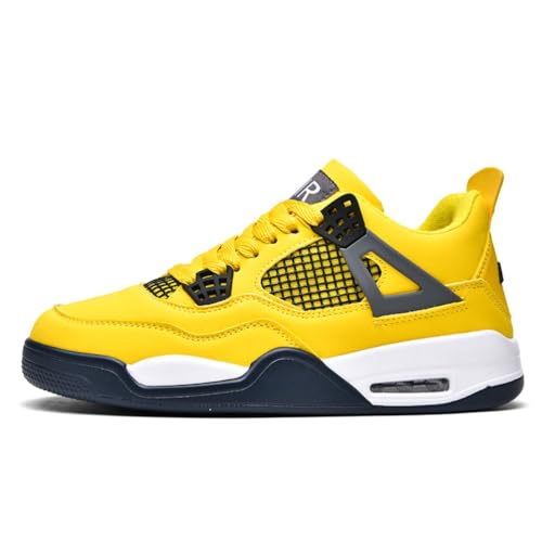 Xuanke Sneaker Herren Damen Retro Skateboardschuhe Laufschuhe Turnschuhe mit Luftpolster Walkingschuhe Studenten Anti-Rutsch Leichter Jungen Mädchen Basketballschuhe modisch Sportschuhe (Gelb,43) von Xuanke