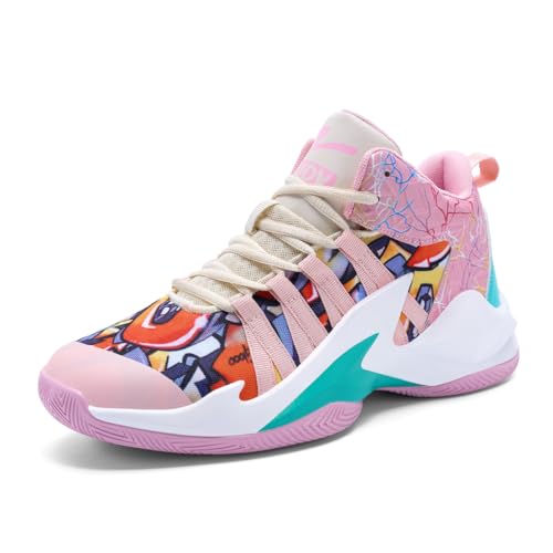 Xuanke Sneaker Herren Damen Retro Skateboardschuhe Laufschuhe Turnschuhe mit Luftpolster Walkingschuhe Studenten Anti-Rutsch Leichter Jungen Mädchen Basketballschuhe modisch Sportschuhe (Rosa 5,41) von Xuanke