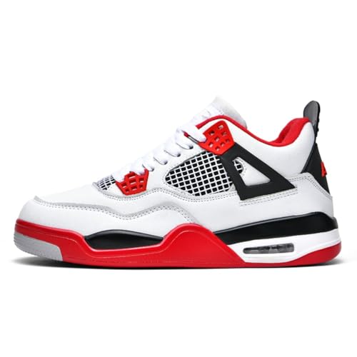 Xuanke Sneaker Herren Damen Retro Skateboardschuhe Laufschuhe Turnschuhe mit Luftpolster Walkingschuhe Studenten Anti-Rutsch Leichter Jungen Mädchen Basketballschuhe modisch Sportschuhe (Weiß Rot,44) von Xuanke