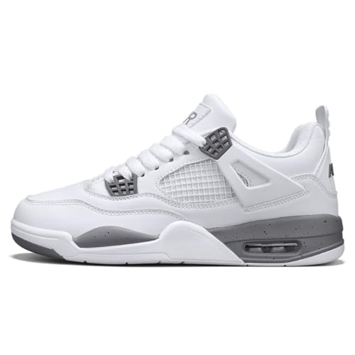 Xuanke Sneaker Herren Retro Skateboardschuhe Laufschuhe Turnschuhe mit Luftpolster Walkingschuhe Studenten Anti-Rutsch Leichter Jungen Mädchen Basketballschuhe modisch Sportschuhe (Weiß Grau,36) von Xuanke