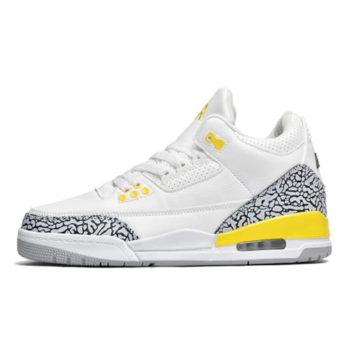 Xuanke Sneaker Herren Retro Skateboardschuhe Laufschuhe Turnschuhe mit Luftpolster Walkingschuhe Studenten Anti-Rutsch Leichter Jungen Mädchen Basketballschuhe modisch Sportschuhe (Weiß gelb 1,39) von Xuanke