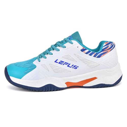 Xuanke Tennisschuhe Herren Damen Hallenschuhe Jugendliche Pickleballschuhe Atmungsaktive Badminton Schuhe Bequeme Trainerschuhe Fitnessschuhe rutschfeste Hallenschuhe (Weiß Grün,41) von Xuanke