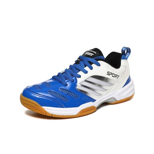 Xuanke Volleyball schuheHerren Damen Badmintonschuhe weiße Indoor-Sportarten Jugendvolleyball Trainingsschuhe Dämpfung rutschfeste (Blau, Erwachsene, 43, Numerisch, EU Schuhgrößensystem, Breit) von Xuanke