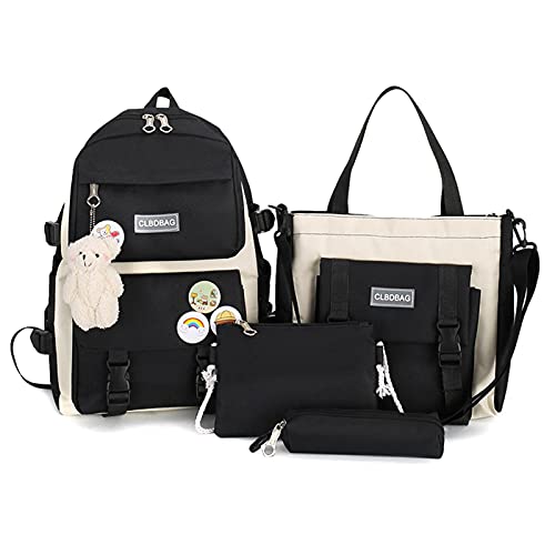 Xuanshengjia 4PCS Mädchen Rucksack Set, Schulrucksack Combo Set Tote Bag Schulranzen Anhänger, Rucksack mit Lunchpaket Set für Mädchen, Rucksack und Lunchbox Set Elementary von Xuanshengjia