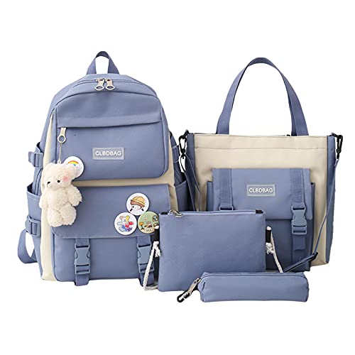 Xuanshengjia 4PCS Mädchen Rucksack Set, Schulrucksack Combo Set Tote Bag Schulranzen Anhänger, Rucksack mit Lunchpaket Set für Mädchen, Rucksack und Lunchbox Set Elementary von Xuanshengjia