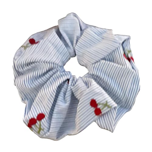 Modisches, besticktes Obst-Haargummi für Damen und Mädchen, leicht, elastisch, weiches Stoff-Design, Pferdeschwanz-Halter von Xuanxi