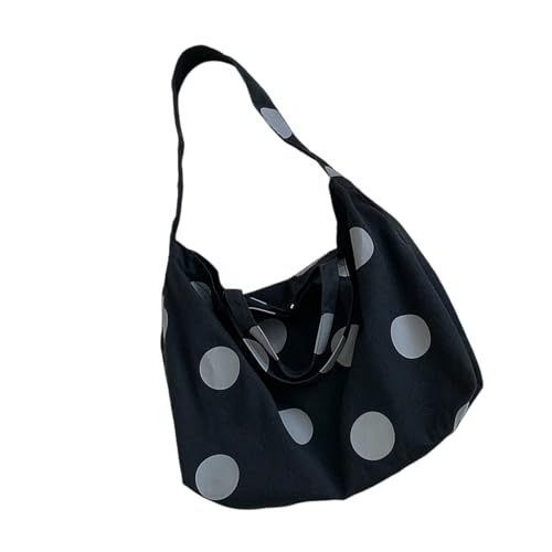 Xuanxi 2025 Trendy Dot Crossbody Geldbörse Leichte Damentasche Koreanisch inspirierte Schulter Modeaccessoire Atmungsaktive Baumwollmischung Schulter, Schwarz , One Size von Xuanxi