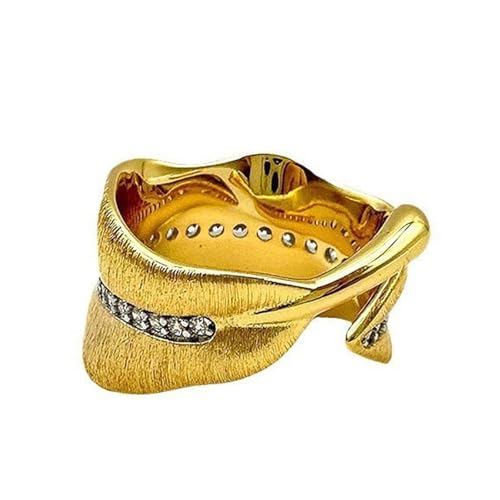 Xuanxi Artistics Ring mit Blattprägung, traditionelle Stile, ideal für Hochzeiten, Partys, Verabredungen, Nacht, elegante Bananenblatt-Ringe von Xuanxi