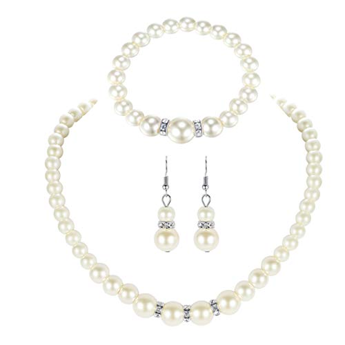 Xuanxi Attraktives Hochzeitsschmuck-Set, weiße Kunstperlen-Halskette, Perlenkette, baumelnde Ohrringe, Geburtstag Xuanxi Attraktives Hochzeitsschmuck-Set, weiße Kunstperlen-Halskette, Perlenkette, baumelnde Ohrringe, Geburtstag von Xuanxi