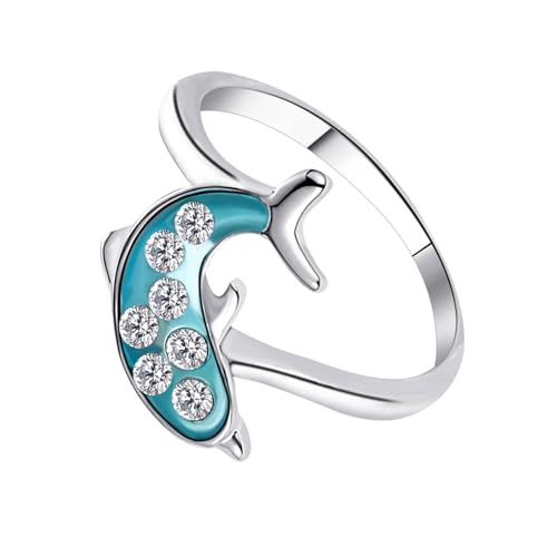 Xuanxi Bequeme Ringe mit blauem Ozeanik-Motiv, Legierungsmaterialien, natürlicher Schmuck für Meeresliebhaber, Ozeanik-inspirierter Schmuck, Einheitsgröße, Wie beschrieben, Wie beschrieben von Xuanxi