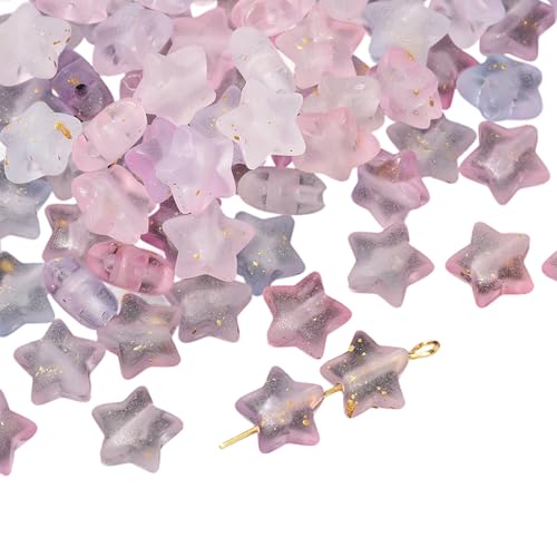 Xuanxi Fünf-Punkt-Sternperle aus Acryl mit goldenem Farbverlauf, dekorativer Anhänger zum Basteln, Schmuckzubehör, Farbverlauf, Goldsternperle für handgefertigten Schmuck, Einheitsgröße, Wie von Xuanxi