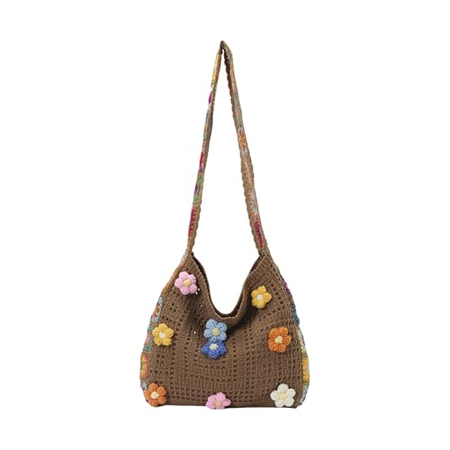 Xuanxi Häkeltasche aus Netzstoff, Strandtasche, Strick, Sommer, Handtasche, Urlaub, Schulter für Damen, modisch, Crossbody, gehäkelt, für Damen, khaki, One Size Xuanxi Häkeltasche aus Netzstoff, Strandtasche, Strick, Sommer, Handtasche, Urlaub, Schulter für Damen, modisch, Crossbody, gehäkelt, für Damen, khaki, One Size von Xuanxi