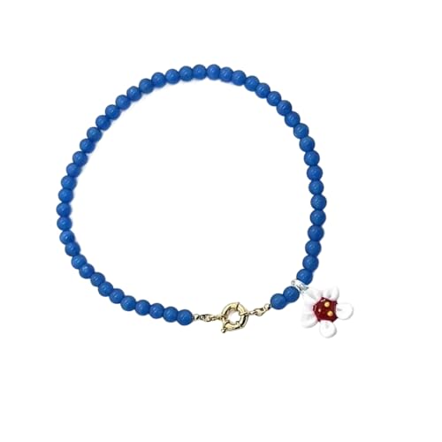 Xuanxi Modische Blüten-Anhänger-Halskette aus stabilen Steinglas-Materialien mit verstellbarer Kette für vielseitiges Styling von Xuanxi