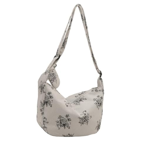 Xuanxi Modische Damen-Umhängetasche, Blumenmuster, gerippt, großes Fassungsvermögen, Mondform, Crossbody-Tasche, Geldbörse für den täglichen Gebrauch, Knödel-Schulter Xuanxi Modische Damen-Umhängetasche, Blumenmuster, gerippt, großes Fassungsvermögen, Mondform, Crossbody-Tasche, Geldbörse für den täglichen Gebrauch, Knödel-Schulter von Xuanxi