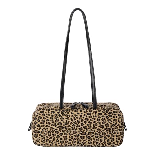 Xuanxi Schultertasche, weiches Wildleder, Mehrzweck-Unterarmtasche mit Retro-Design, Arbeitshandtasche für den täglichen Gebrauch, Retro-Achsel-Geldbörse, Aprikosen-Leoparden-Patt, One Size von Xuanxi