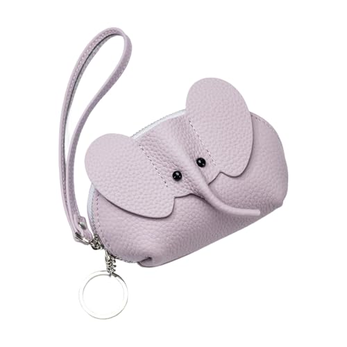 Xuanxi Stabile Geldbörse aus echtem Leder, Elefanten-Design, Kartenhalter, Reißverschluss, multifunktional, Elefanten-Münzgeldbörse, violett, Einheitsgröße von Xuanxi