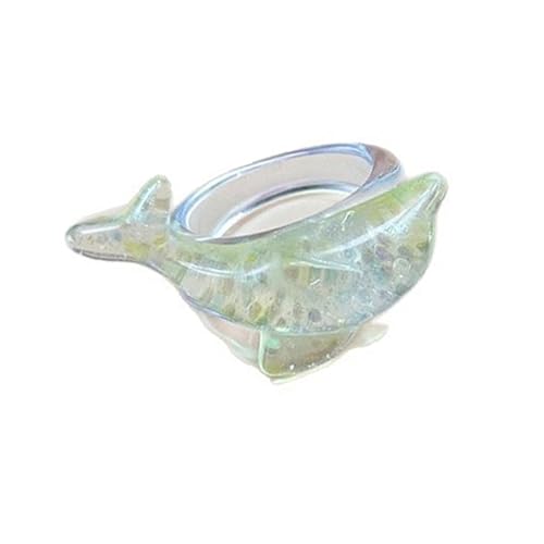 Xuanxi Stilvolle, vom Meer inspirierte glitzernde Ringe mit Delfinform und bequemer Passform, Accessoire-Design für Damen und Herren, auffälliger Delfin, Einheitsgröße, Wie beschrieben, Wie von Xuanxi