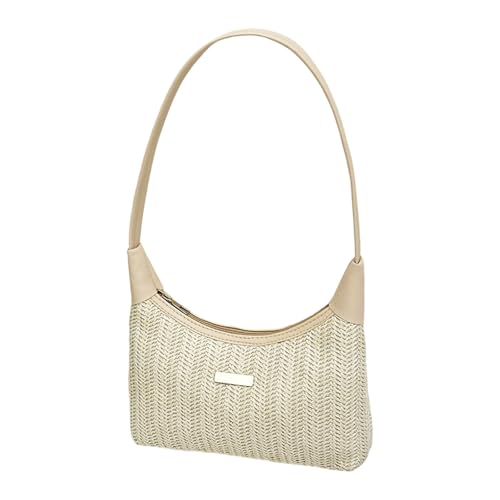 Xuanxi Stilvolle Stroh-gewebte Unterarmtasche, leichte Achseltasche, freundliche Schultertasche, lässige Handtasche für Damen und Mädchen, freundliche gewebte Schultertasche, AT, One Size von Xuanxi