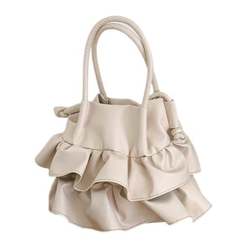 Xuanxi Taschen für Damen, Unisex, koreanische Plissee-Umhängetasche, elegante Schultertasche, PU-Leder, Schlingen-Geldbörse, perfekt für tägliche Aktivitäten und Reisen, beige von Xuanxi