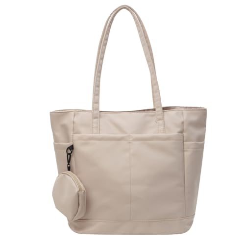 Xuanxi Taschen für Damen, elegante Nylon-Handtasche, große Kapazität, Umhängetasche, Schule, Arbeit, Handtaschen, perfekt für den täglichen Gebrauch, beige von Xuanxi