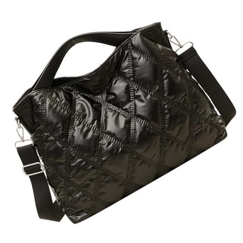 Xuanxi Unque Stitched Grids Design Ening Bag Wear Resistant Nylon Lightweight Structure Multi Functional Storage Essential Ergonomic Handle Comfortable Handbag, Schwarz , One Size von Xuanxi