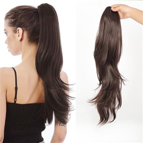 Pferdeschwanzverlängerung Echthaar, Hochtemperatur-Pferdeschwanzperücke aus Seide for Damen, modische Haarverlängerung(Brown) von Xuanyingfafafa