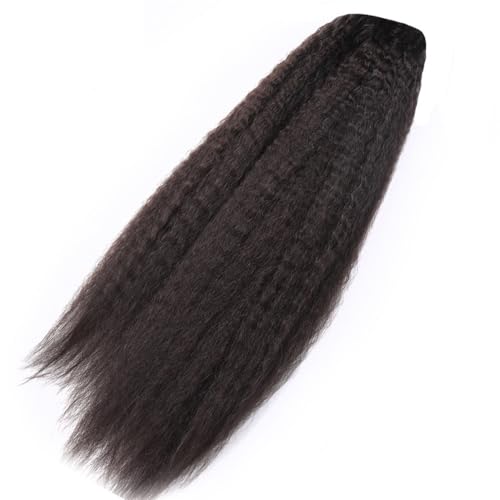 Pferdeschwanzverlängerung Echthaar, Wunderschöne glatte Pferdeschwanz-Extensions aus Echthaar for Frauen mit Kordelzug und Clip(Light black) von Xuanyingfafafa