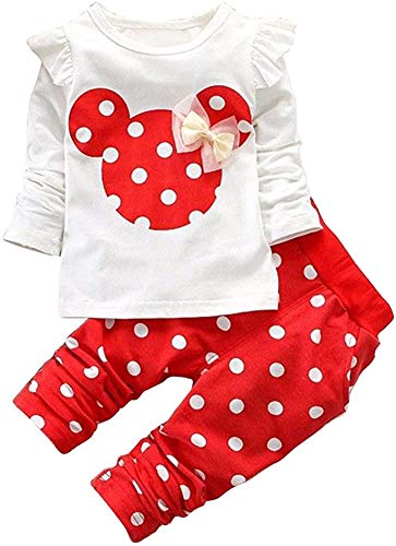 Babykleidung Baby Mädchen Kleidung Set Polka Dots Top Langarm Shirts + Pants Lang Bekleidungsset Kleinkind Outfits (rot, 0-6 Monate) von XueR