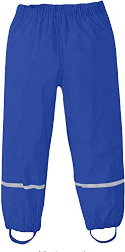 Kinder Regenlatzhose, Wind- und wasserdichte Matschhose Atmungsaktiv Verstellbaren Trägern Regenhose für Fahrrad Sport, Rain Pants Mädchen Jungen Regenhose (Blue, 134-140) von XueR