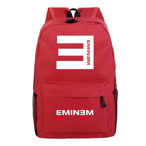 Amerikanischer Rapper E-m-i-n-e-m Muster Rucksack Freizeitschüler Schultasche Outdoor-Reisetasche-Rotlichtmuster 1_Einheitsgröße von Xuejia