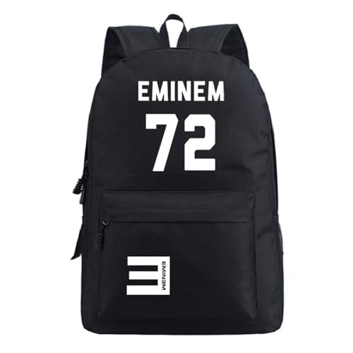 Amerikanischer Rapper E-m-i-n-e-m Muster Rucksack Freizeitschüler Schultasche Outdoor-Reisetasche-Schwarzes Muster 3_Einheitsgröße von Xuejia
