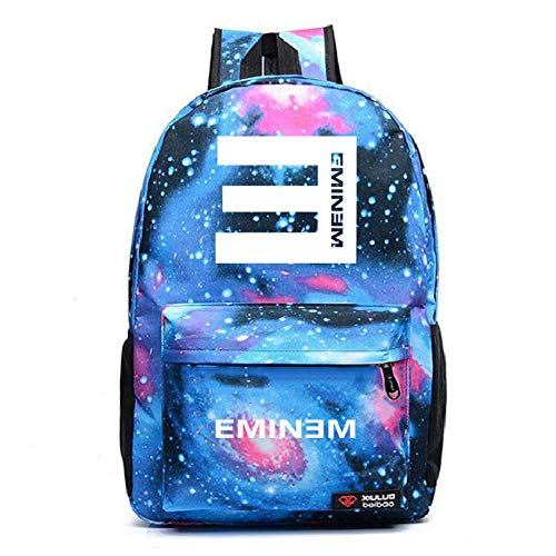 Amerikanischer Rapper E-m-i-n-e-m Muster Rucksack Freizeitschüler Schultasche Outdoor-Reisetasche-Sternenblaues Muster 1_Einheitsgröße von Xuejia