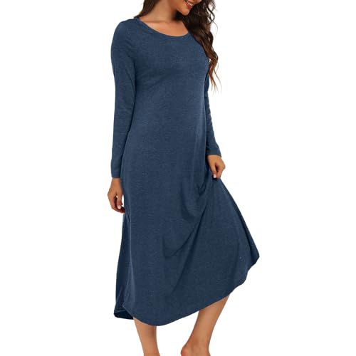 Xuepelit Nachthemd Damen Lang Sexy Nachtwäsche Stillnachthemd Langarm Baumwolle Oversize Schlafshirt Unterkleid Große Größe Für Frauen Pyjamas Kleid,Blau XL Xuepelit Nachthemd Damen Lang Sexy Nachtwäsche Stillnachthemd Langarm Baumwolle Oversize Schlafshirt Unterkleid Große Größe Für Frauen Pyjamas Kleid,Blau XL von Xuepelit