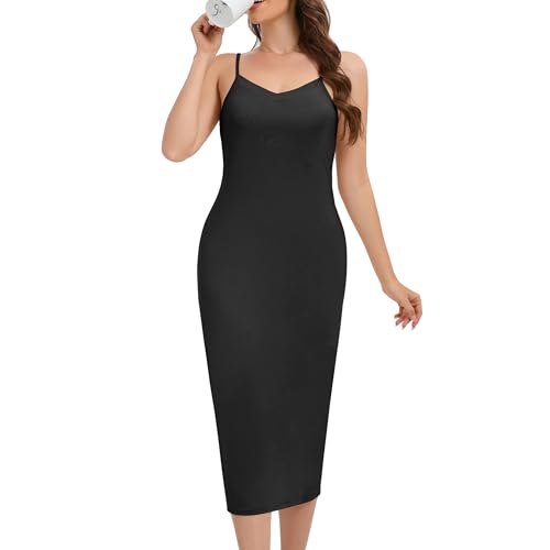 Xuepelit Unterkleid Damen lang klanges Nachthemd Damen Sommer Sexy Unterröcke lang Full Slip Spaghettiträger Kleid Negligee Petticoat Full Slip Damen langes Unterrock,Schwarz M Xuepelit Unterkleid Damen lang klanges Nachthemd Damen Sommer Sexy Unterröcke lang Full Slip Spaghettiträger Kleid Negligee Petticoat Full Slip Damen langes Unterrock,Schwarz M von Xuepelit