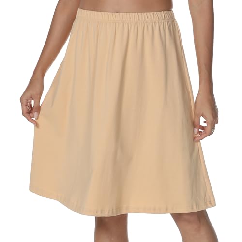 Xuepelit Unterröcke Damen Lang Petticoat Unterkleid Damen Nachthemd Sommer Underskirt Baumwolle Unterwäsche Petticoats，Beige XXL von Xuepelit