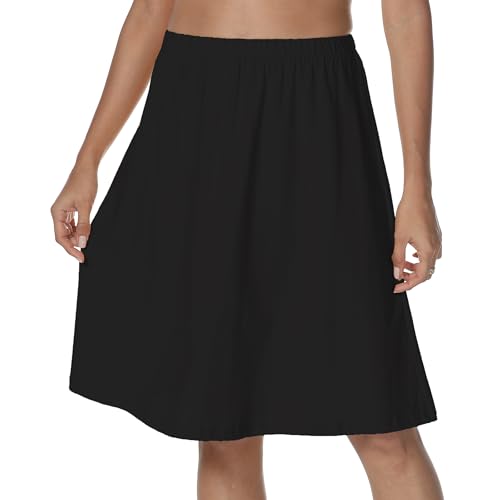 Xuepelit Unterröcke Damen Lang Petticoat Unterkleid Damen Nachthemd Sommer Underskirt Baumwolle Unterwäsche Petticoats，Schwarz XXL von Xuepelit