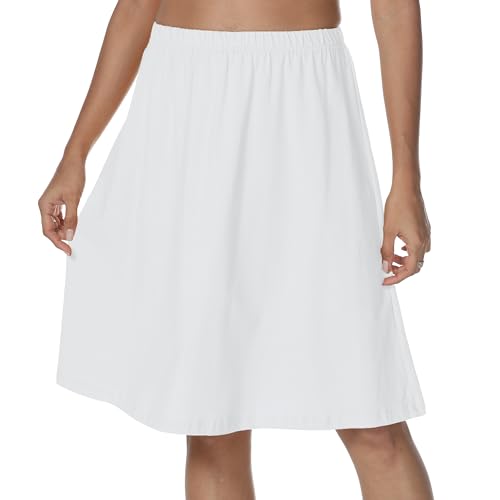 Xuepelit Unterröcke Damen Lang Petticoat Unterkleid Damen Nachthemd Sommer Underskirt Baumwolle Unterwäsche Petticoats，weiß M von Xuepelit